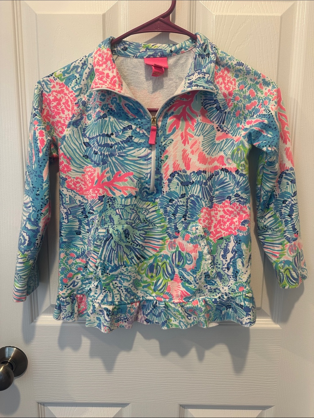 Lilly Pulitzer Coral, Aqua & Blue Printed Half-Zip Pullover